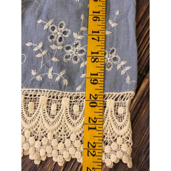 Karen Kane Dress Womens L Blue Sand & Sky Mixed Lace Embroidered Off Shoulder - Picture 8 of 12